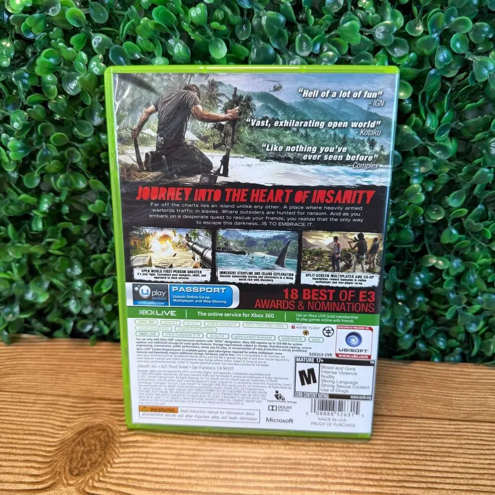 Farcry 3 Microsoft Xbox 360 Complete in Box Game Rated M Mature